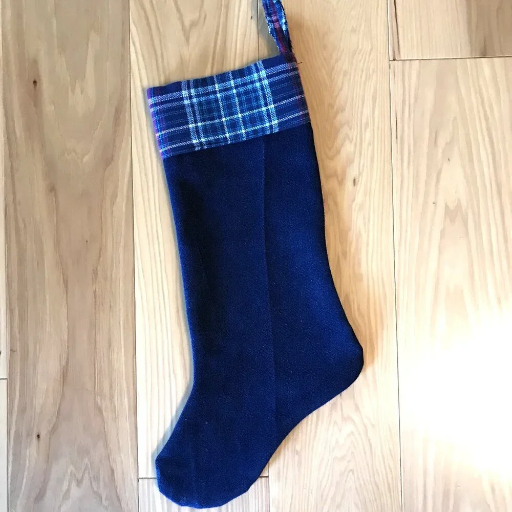 Denim Christmas Stocking, Old Fashioned Holiday Home Decor Silent Night Lyrics